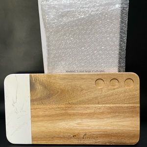 New Young Living Wooden Charcuterie Cheese Board or Cutting Board with Marble.